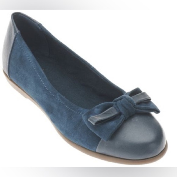Clarks Teal Bow Flats - Picture 1 of 5